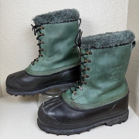 VTG Sorel Dominator Pac Snow Boots Insulated Warm Waterproof Green Men’s Sz 9 main image 5